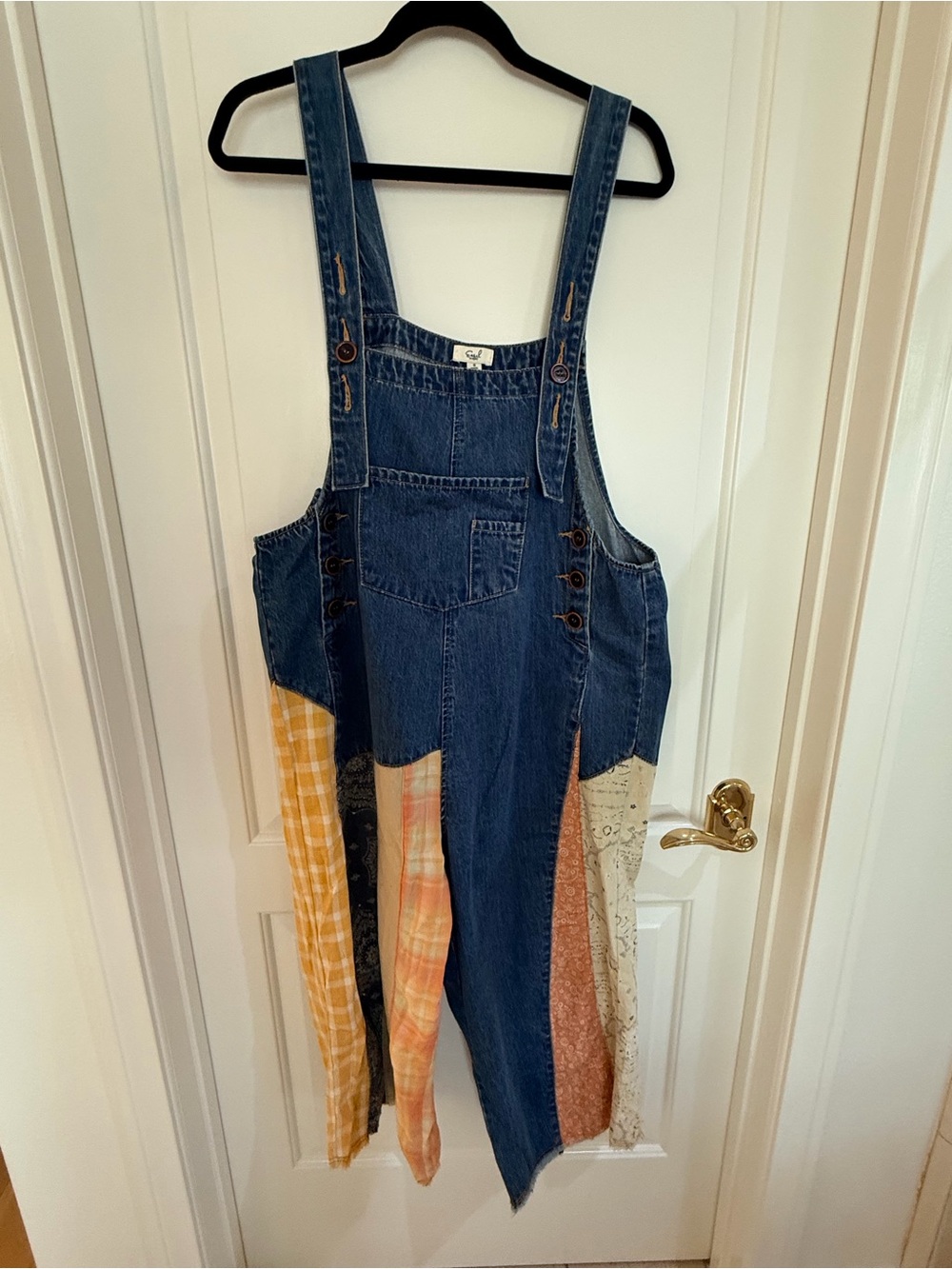 easel Blue Denim Overalls with Contrast Stitching